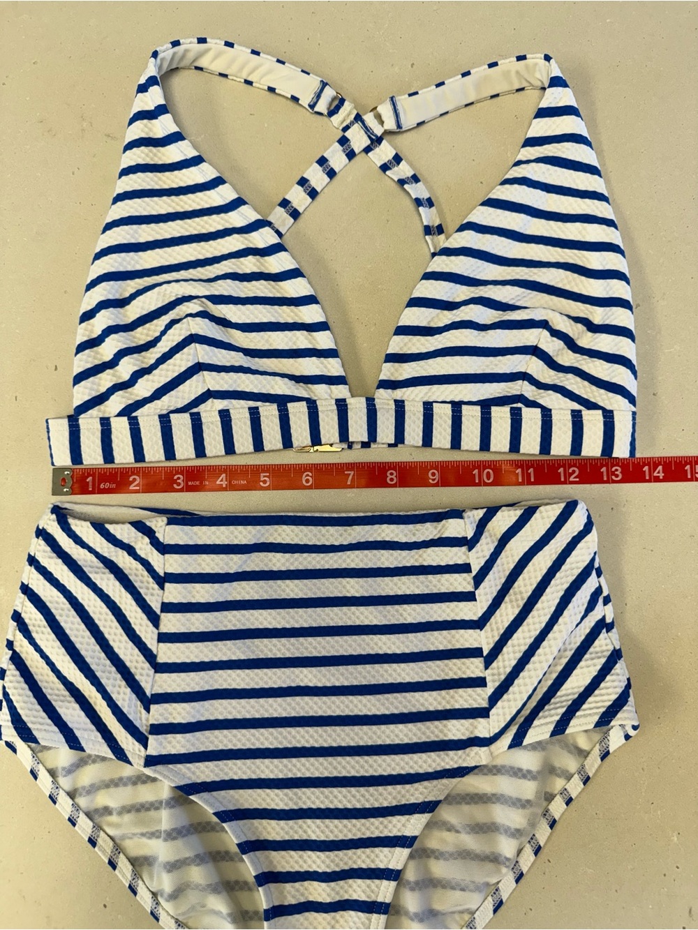 Sea Level Almalfi Triangle Bikini Top Blue and White Striped - Picture 6 of 7